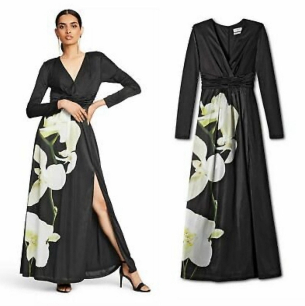 Altuzarra For Target Black Maxi Dress with White Floral Print